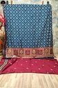 Blue Badhni Work, Printed Saree with Thin Zari Border, Ready To Wear Saree with Unstitched Blouse-1