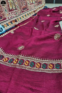 Blue Badhni Work, Printed Saree with Thin Zari Border, Ready To Wear Saree with Unstitched Blouse-3