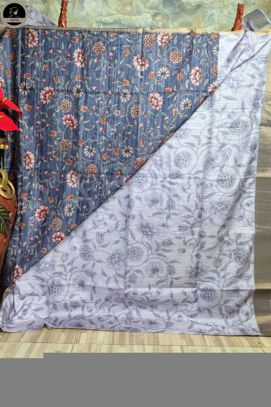 Lavonder Colour Bapta Silk Saree with Beautiful Sculpture Design in Pallu, Beautiful Printed Body with Unstitched Blouse Piece-1