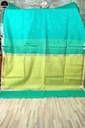 Green Maheswari Saree With Thin Zari Border, Full Body Buta Work with Contrast Yellow Unstitched Blouse Piece-1