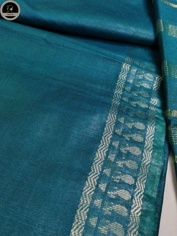 Bhagalpuri Daily Wear Saree, Plain Rama Green Colour Body with Designed Border, Comforable for Summer-2