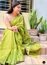 Bhagalpuri Daily Wear Saree, Plain Green Colour Body with Designed Border, Comforable for Summer-0