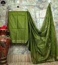 Bhagalpuri Daily Wear Saree, Plain Green Colour Body with Designed Border, Comforable for Summer-1