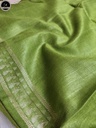 Bhagalpuri Daily Wear Saree, Plain Green Colour Body with Designed Border, Comforable for Summer-3
