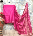 Bhagalpuri Daily Wear Saree, Plain Pink Colour Body with Designed Border, Comforable for Summer-1