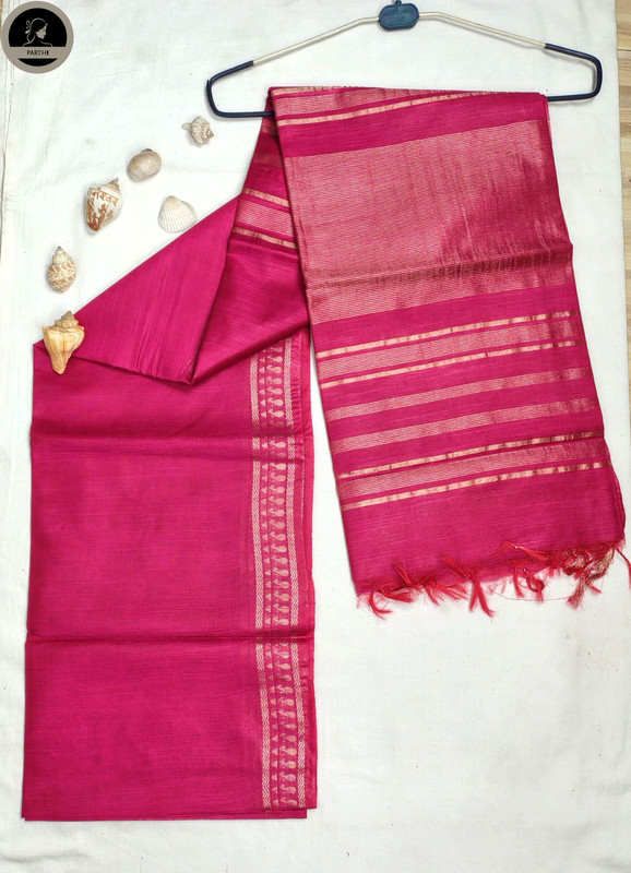 Bhagalpuri Daily Wear Saree, Plain Pink Colour Body with Designed Border, Comforable for Summer-2