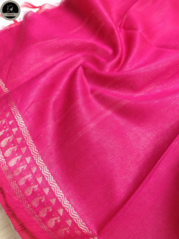 Bhagalpuri Daily Wear Saree, Plain Pink Colour Body with Designed Border, Comforable for Summer-3