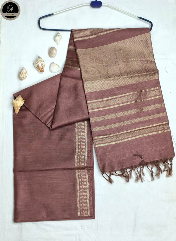 Bhagalpuri Daily Wear Saree, Plain Brown Colour Body with Designed Border, Comforable for Summer-2