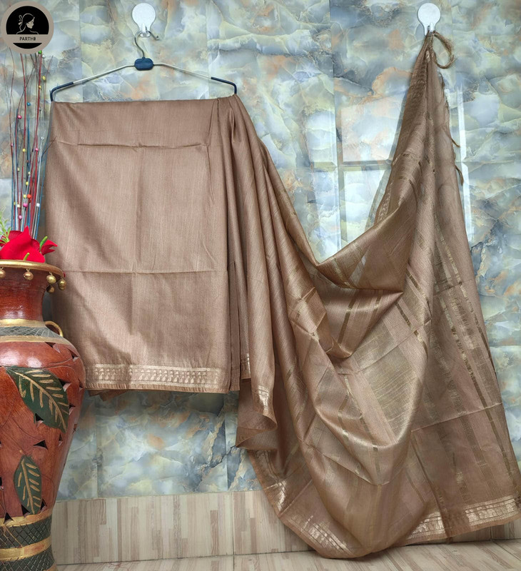 Bhagalpuri Daily Wear Saree, Plain Cream Colour Body with Designed Border, Comforable for Summer-1