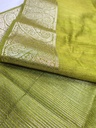 Green Muga Silk Saree, Solid Plain Body with Zari Border, Ready To Wear with Unstitched Blouse -2