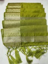 Green Muga Silk Saree, Solid Plain Body with Zari Border, Ready To Wear with Unstitched Blouse -3