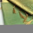 Tissue Silk Saree, Green Colour Body with Red Red Dual Tone, Silver Zari Border for Ocassional Wear, Unstitched Blouse-0