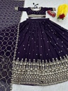 Lehenga Choli Heavy Embroidery Thread & Sequence Work FOX Georgette & Micro Cotton "Dark BLUE" For Women-2