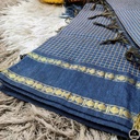 Cotton Blend Blue Gadwal Saree with All-Over Checked Design - Perfect for All Seasons-2