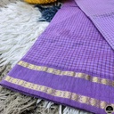 Cotton Blend Purple Gadwal Saree with All-Over Checked Design - Perfect for All Seasons-2