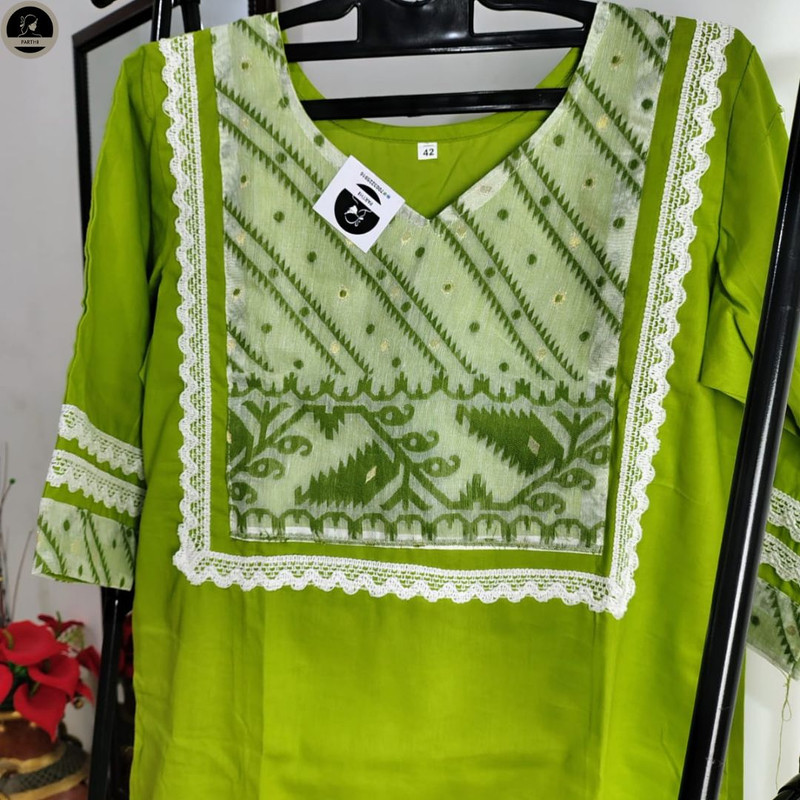 Pure Cotton Dhakai Jamdani Kurti for Women-0