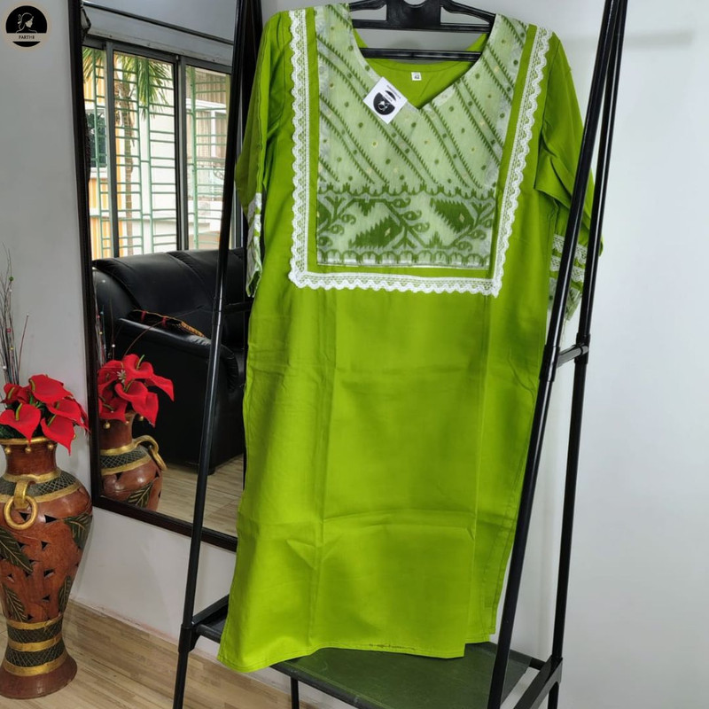 Pure Cotton Dhakai Jamdani Kurti for Women-1
