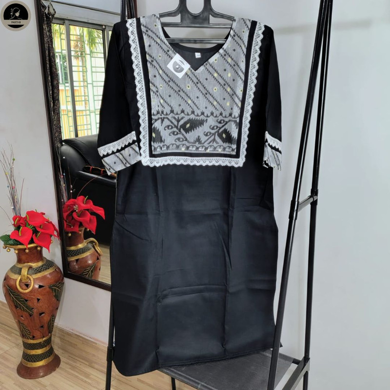 Pure Cotton Dhakai Jamdani Kurti for Women-0
