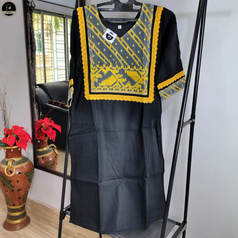 Pure Cotton Dhakai Jamdani Kurti for Women-0