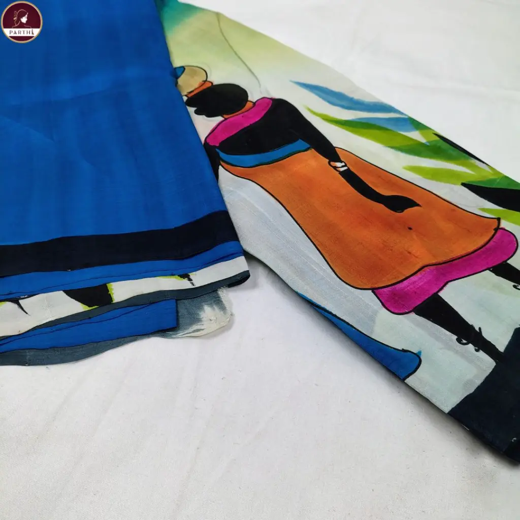 murshidabad-hand-painted-silk-saree-blue-lady-face.webp