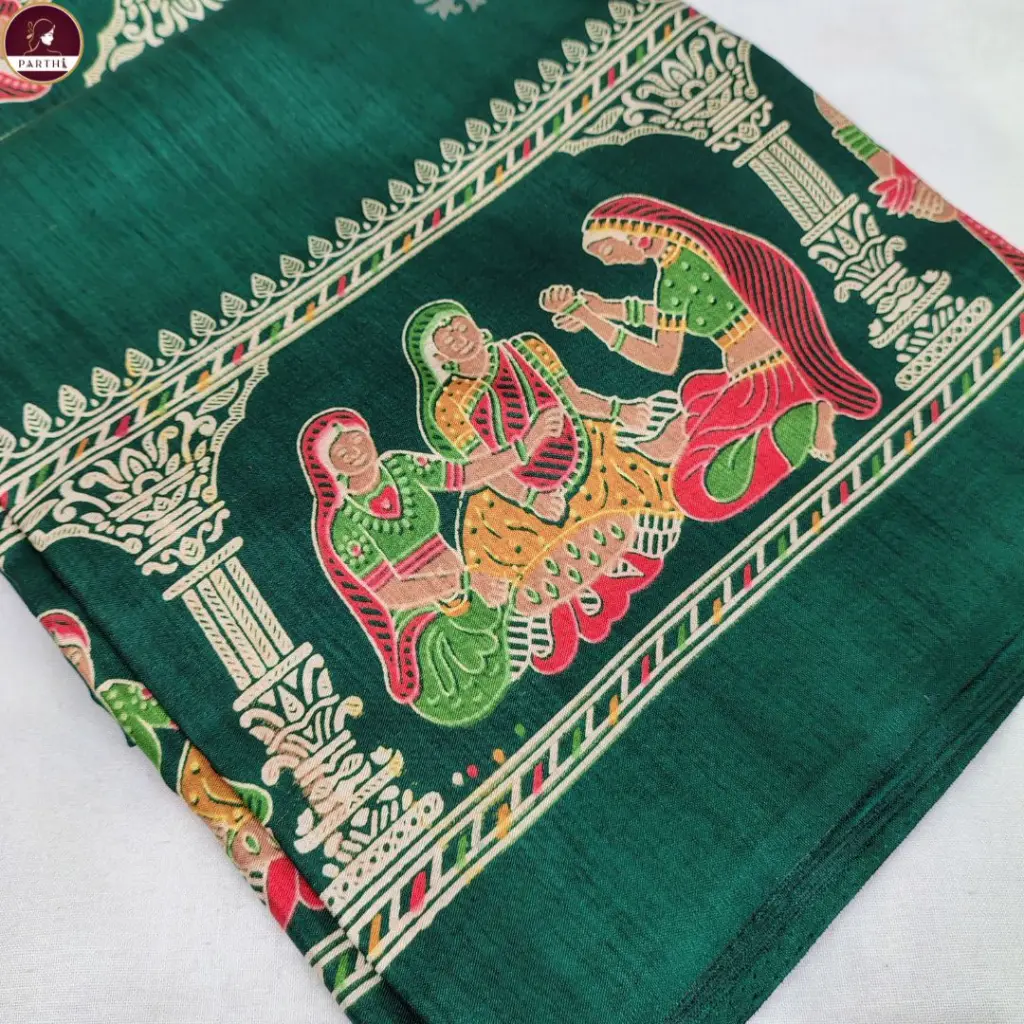 replica-silk-green-saree-tribal-motif.webp