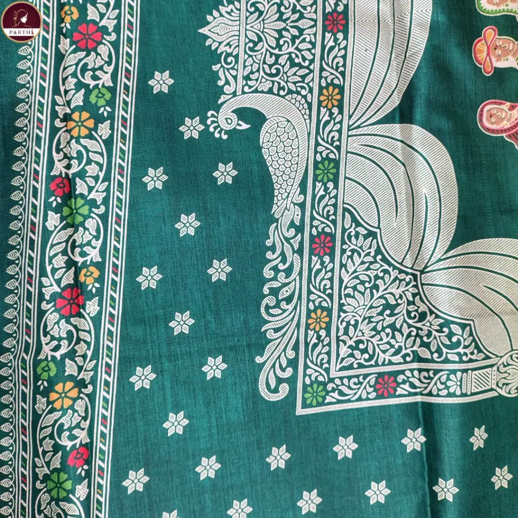 replica-silk-green-saree-tribal-motif.webp