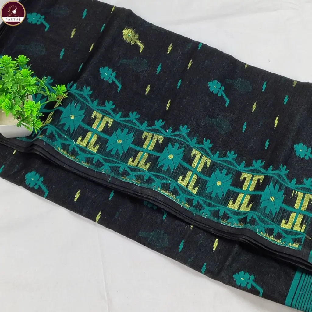 dhakai-jamdani-saree-black-sea-green-handwoven.webp