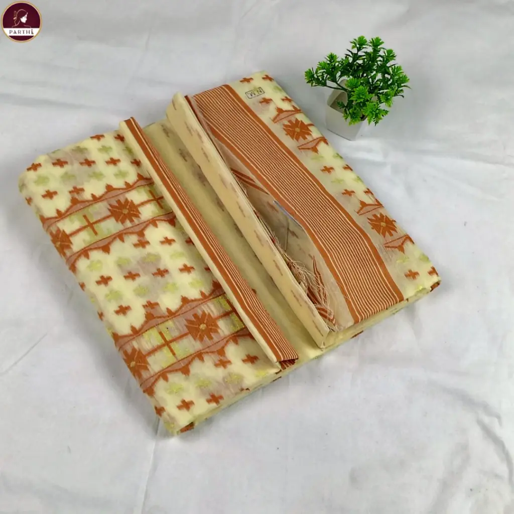 Premium Cream Dhakai Jamdani Saree.webp