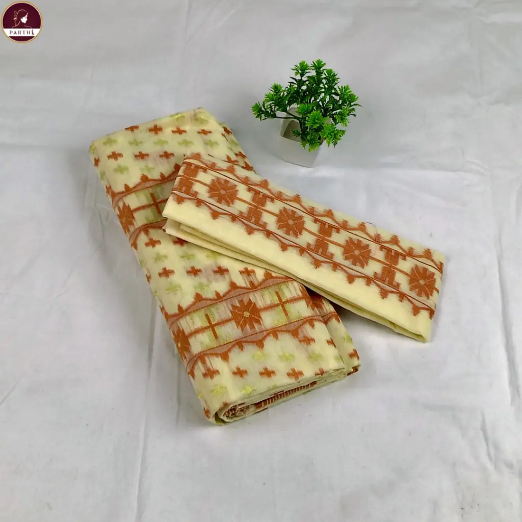 Premium Cream Dhakai Jamdani Saree.webp