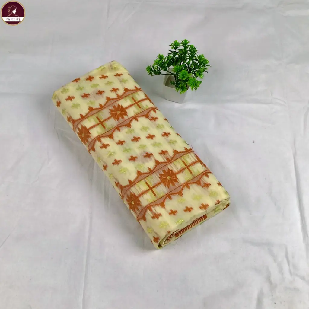 Premium Cream Dhakai Jamdani Saree.webp