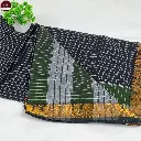 Pure South Cotton Check Saree in Black with Zari Border.webp