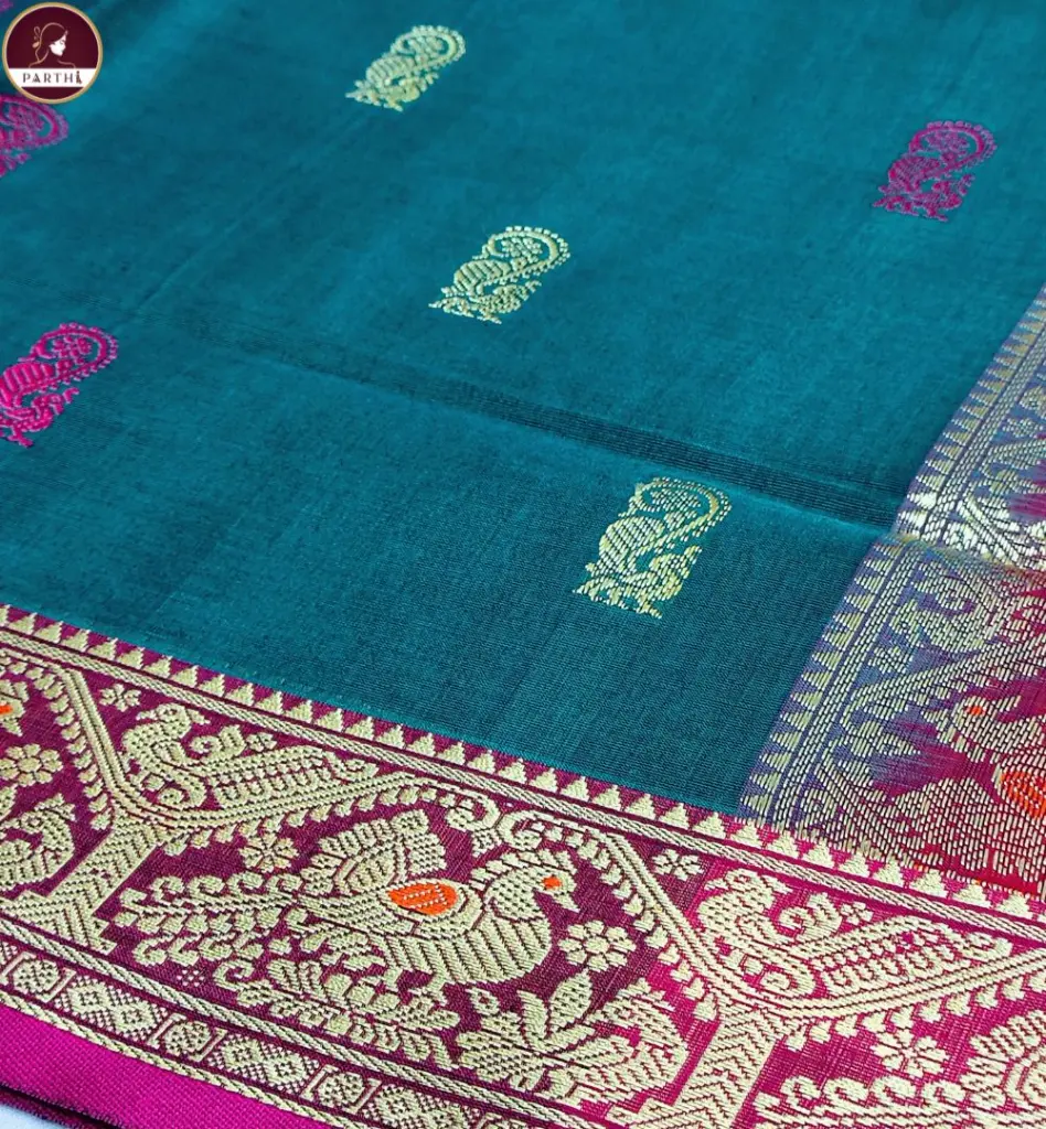 Deep-Green-Kanchpuram-with-zari-border 3.webp