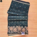 Green Saree with Embroidery Work,  Unstitched Blouse Piece, Perfect For Summer, Daily Wear Saree