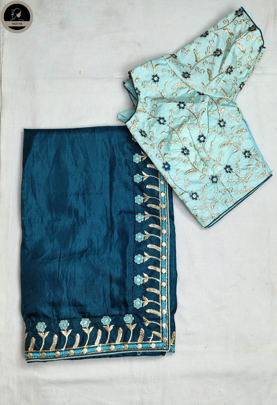 Ready To Wear Fancy Silk Saree, Blue Colour Body with Designed Blouse Attached for Occassional Wear