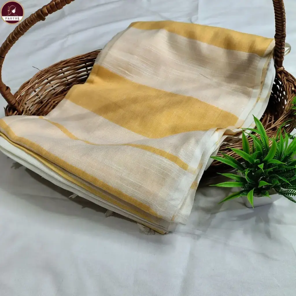 Yellow Khadi Cotton with Unstitched Blouse Piece