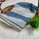 Blue Khadi Cotton with Unstitched Blouse Piece