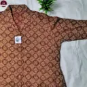 Block Floral Print Red & Beige Cotton Shirt for Women – Ethnic Handcrafted Top (Free Size)