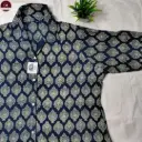 Indigo Block Print with White motif Cotton shirt for Women- Casual Cotton Shirt Online (Free Size)