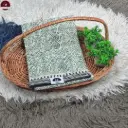 Pure Cotton Hand Block Print Saree – Green Geometric Wheel Motif with Designer Border