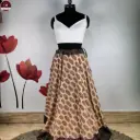 Beige Ajrakh Print Pure Cotton Long Skirt for Women – 45 Inch Full Length, Tie-Up Waist