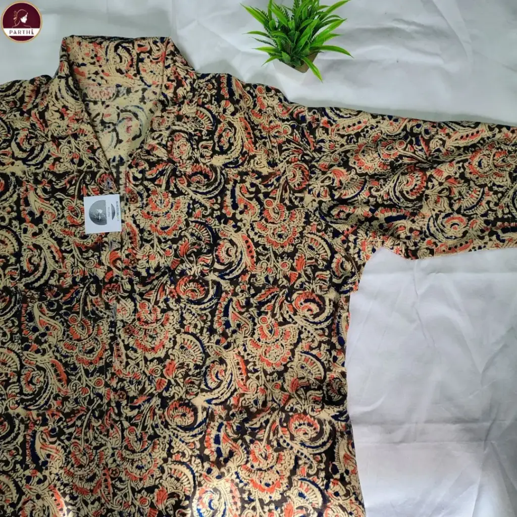 Kalamkari Ethnic Cotton Printed Shirt for Women for Everyday Wear (Free Size)