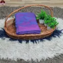 Blue & Pink Dual-Tone Cotton Blend Saree with Pink Pallu & Copper Zari Border with Attached Blouse Piece