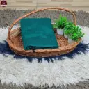 Teal Green Cotton Blend Saree with Black Pallu & Copper Border With Attached Blouse Piece 