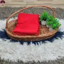 Red Cotton Blend Saree with Yellow Pallu & Copper Zari Border With Attached Blouse Piece