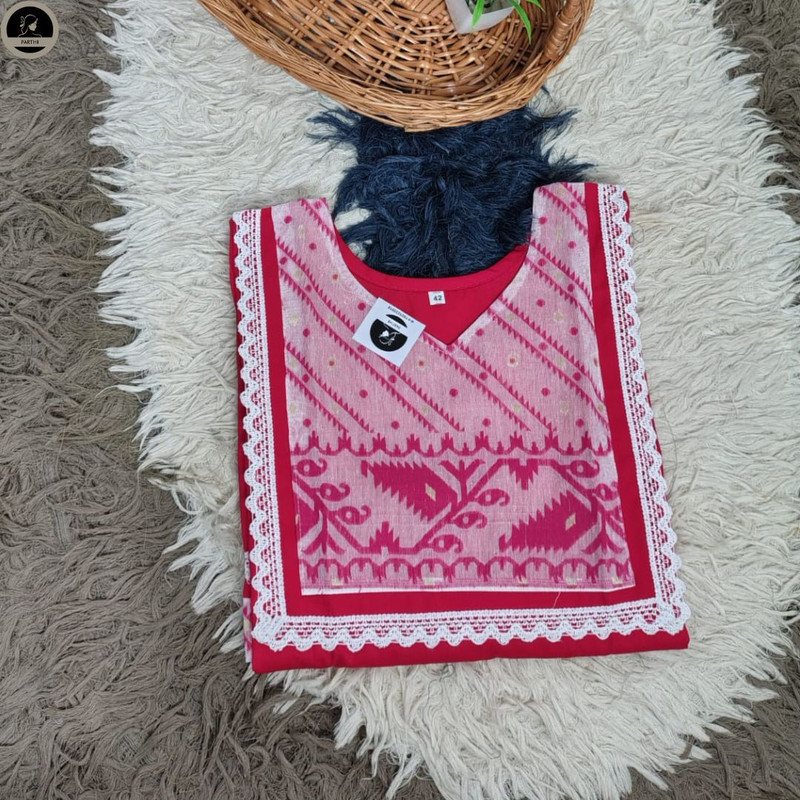Pure Cotton Dhakai Jamdani Kurti for Women