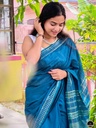 Bhagalpuri Daily Wear Saree, Plain Rama Green Colour Body with Designed Border, Comforable for Summer