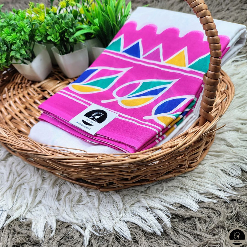 Soft Mul Mul Cotton Saree (White) best for summer season