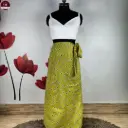Green Floral Cotton Long Wrap Skirt with Side Tie – Casual & Ethnic Wear For Women
