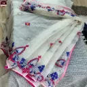 White Premium Kota Cotton Saree with Small Mirror Work & Simple Embroidered Border | Lightweight Summer Saree with Blouse Piece by Parthi