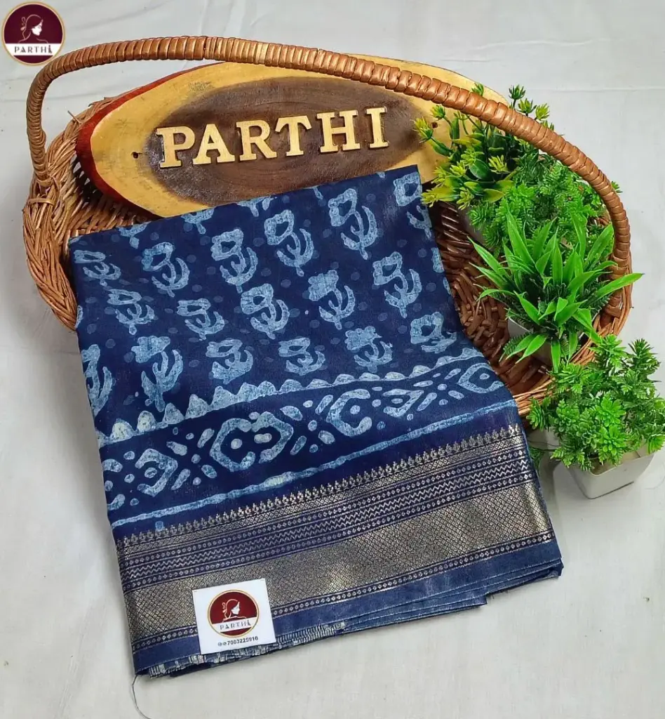 Maheshwari Eco Silk Saree – Indigo (Vegetable Dyed)
